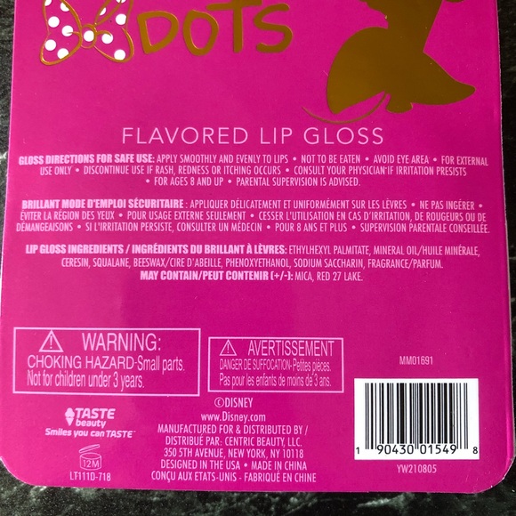 Set of 3 Disney Minnie Mouse 0.11 oz Watermelon Flavored Lip Gloss - Picture 4 of 8